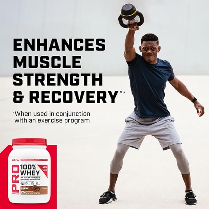 GNC Pro Performance 100% Whey Protein Powder | Supports Healthy Metabolism and Lean Muscle Recovery | Chocolate Supreme | 12 Servings