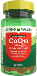Rapid-Release CoQ10 Dietary Supplement 100 mg 30 Count