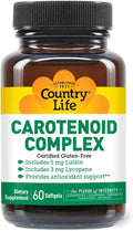 Country Life Carotenoid Complex with Lutein Lycopene and Astaxanthin 60 Softgels Antioxidant Support