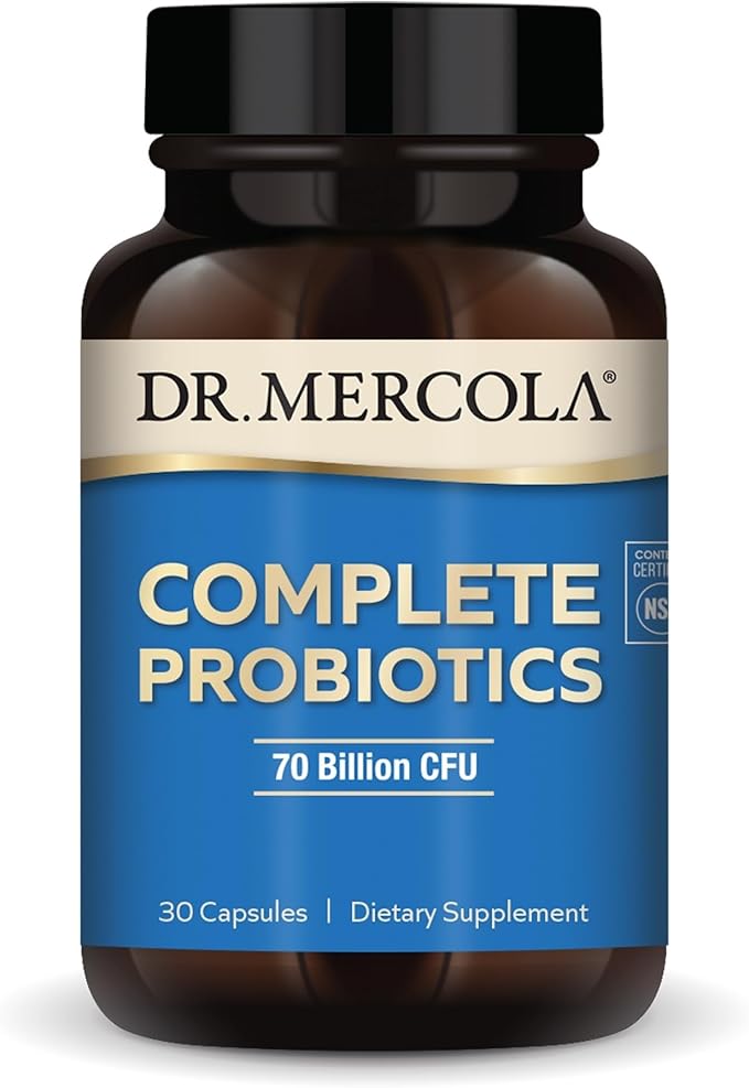 Dr. Mercola Complete Probiotics - 70 Billion CFU - Supports Immune Digestive &amp Gut Health - Features 10 Strains - Shelf Stable - GMO-Free Gluten-Free &amp Soy-Free - 30 Capsules (30 Servings)