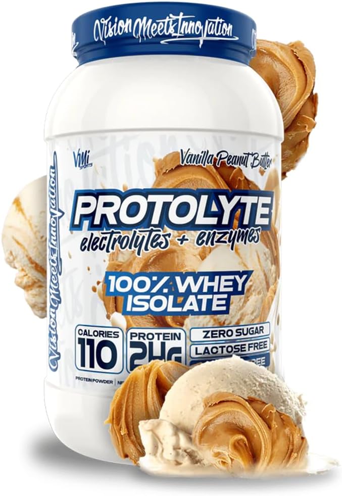VMI Sports | ProtoLyte Whey Isolate Protein Powder | Low Calorie Whey for Weight Loss and Muscle Gain | Digestive Enzymes | Non-GMO (1.6 lb Vanilla Peanut Butter)