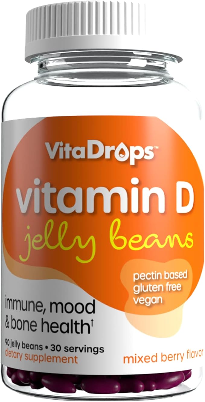 Vitamin D Jelly Beans Supports Immune Health Promotes Bone Health Pectin Based Vegan &amp Gluten Free Mixed Berry Flavor 90 Jelly Beans 30 Servings