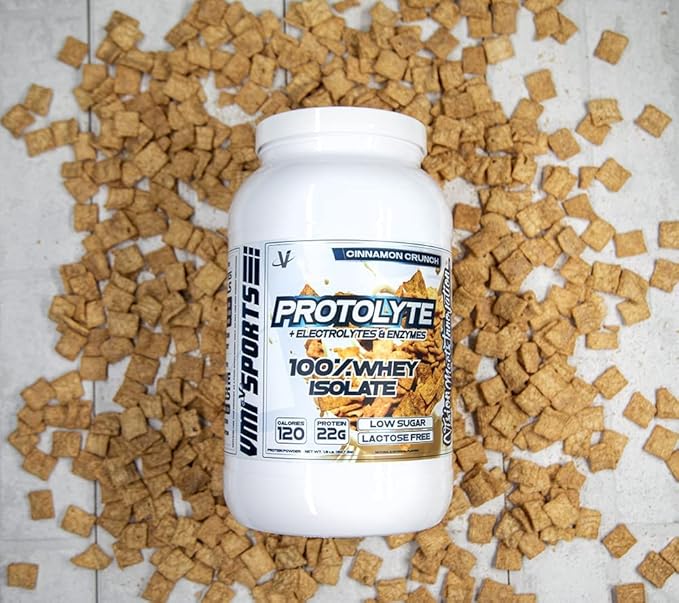 VMI Sports | ProtoLyte Whey Isolate Protein Powder | Low Calorie Whey for Weight Loss and Muscle Gain | Digestive Enzymes | Non-GMO (1.6 lb Cinnamon Crunch)