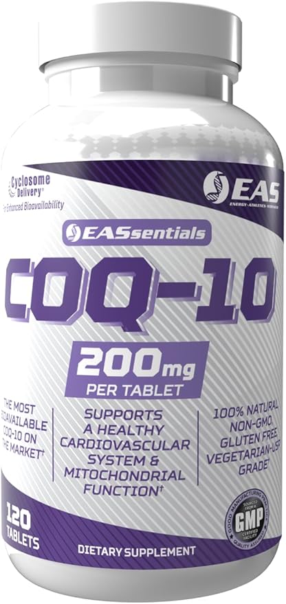 EAS Experimental and Applied Sciences COQ-10 200mg | Antioxidant Supporting Heart Health &amp Energy Production | Gluten Free Non GMO | Better Absorption with Cyclosome Delivery | 120 Tablets