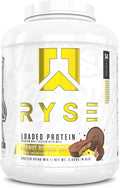 RYSE Loaded Protein Powder - Peanut Butter Cup - 25g Whey Protein Isolate &amp Concentrate with Prebiotic Fiber &amp MCTs - Low Carb Low Sugar Digestive-Friendly - 54 Servings / 4 lb Tub