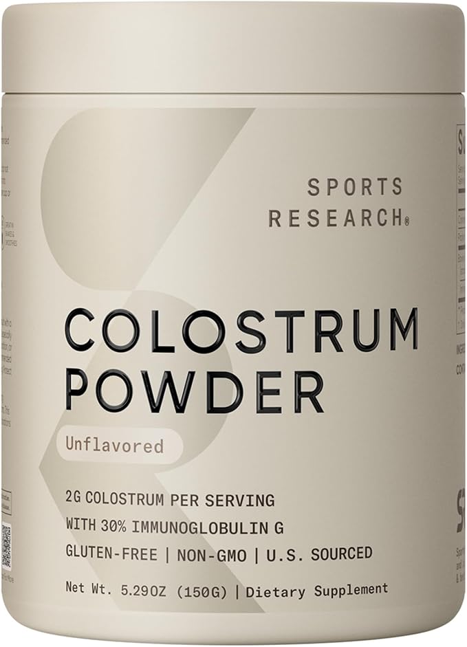 Sports Research® Gut Health Pack - Daily Probiotics w/Lacto &amp Bifido Probiotic Strains (60 Billion CFU) and U.S. Sourced Bovine Colostrum Powder w/IgG Antibodies for Gut Health &amp Digestive Sup