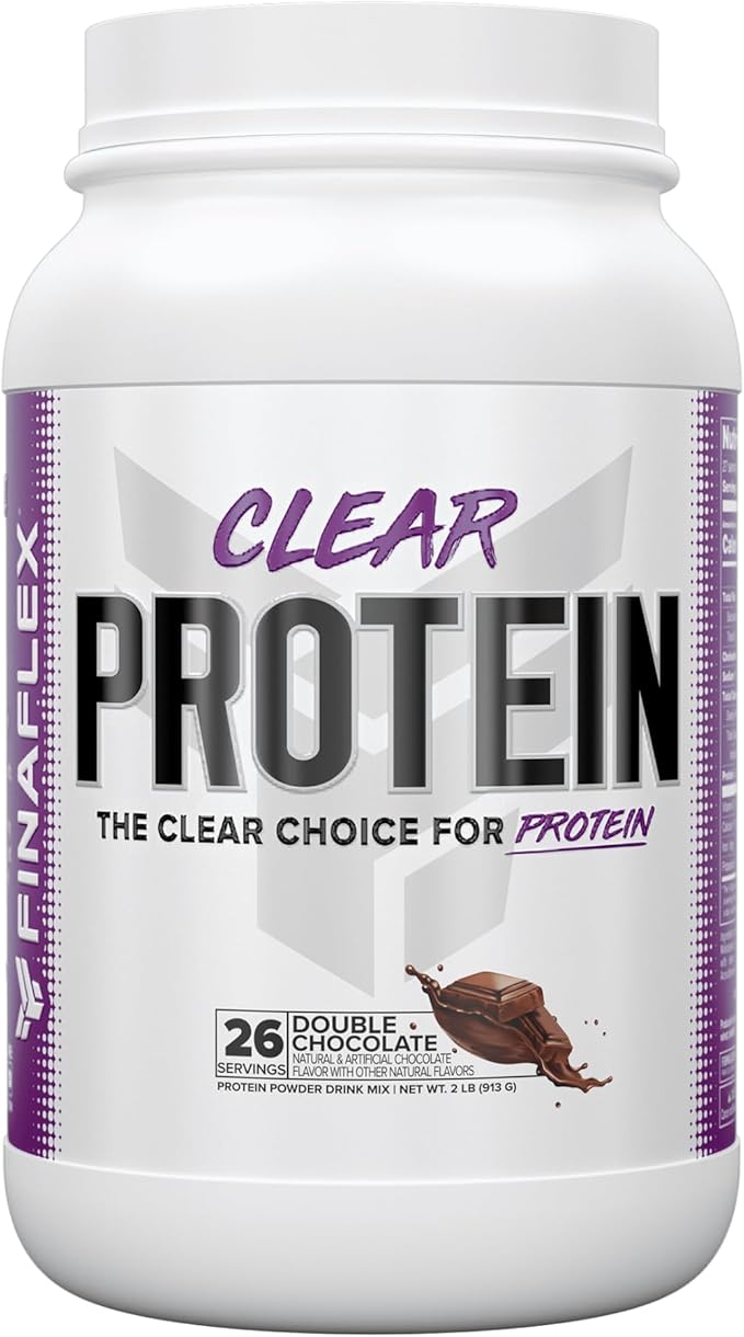 FINAFLEX CLEAR PROTEIN Double Chocolate - 2 lb - Promotes Muscular Performance &amp Growth - Milkshake-Like Taste - Low Carb Low Fat &amp Gluten Free - 27 Servings