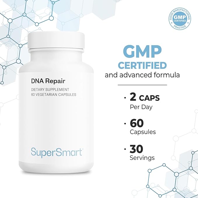 Supersmart DNA Repair (Advanced Formula) - with AC-11 Sulforaphane Glucosinolate SOD Gliadins Complex - High Potency Antioxidant Supplement | Non-GMO &amp Gluten Free - 60 Vegetarian Capsules