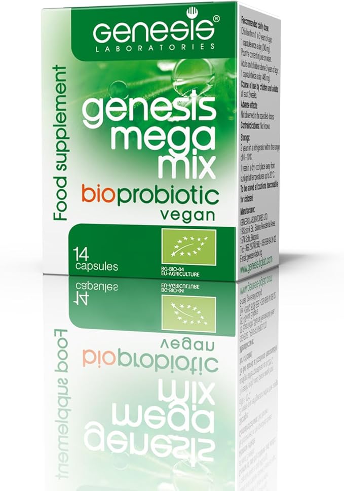 MegaMix BIO Probiotic for Gut Health | Shelf Stable Probiotics for Women &amp Men with Lactobacillus &amp Bifidobacterium for Digestive Immune &amp Gastrointestinal Support - Vegan 14 Capsules