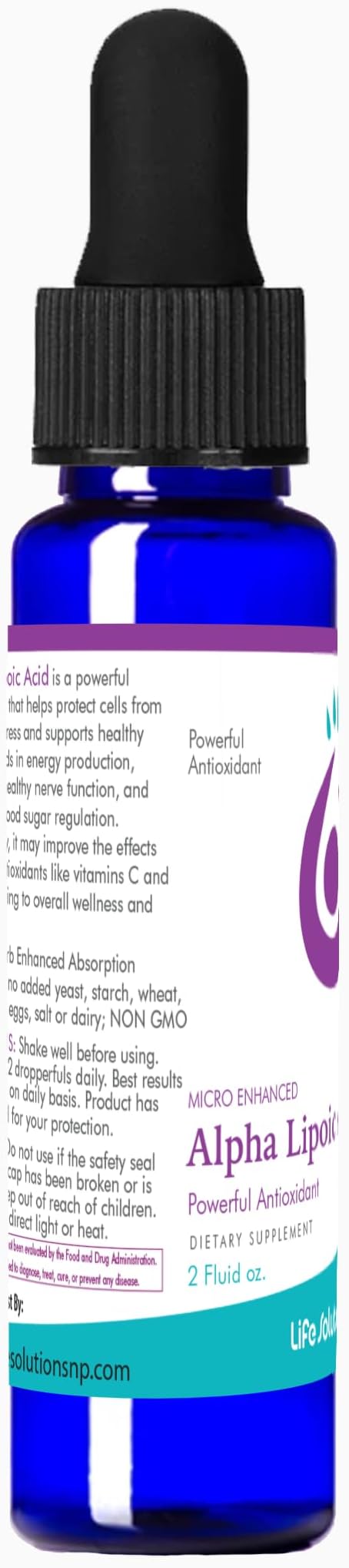 Life Solutions Liquid Alpha Lipoic Acid with Dropper – 2 fl oz – High Absorption Antioxidant Supplement for Cellular Health Energy Support &amp Travel-Friendly Convenience