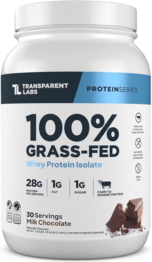 Transparent Labs Grass-Fed Whey Protein Isolate (30 Servings Milk Chocolate) &amp Grass-Fed Whey Protein Isolate (30 Servings Oatmeal Chocolate Chip Cookie)