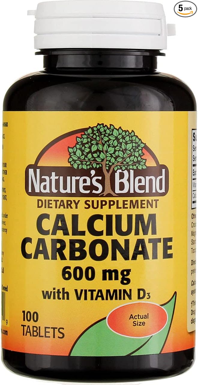 Nature's Blend Calcium Carbonate with Vitamin D3 100 Tablets (Pack of 5)