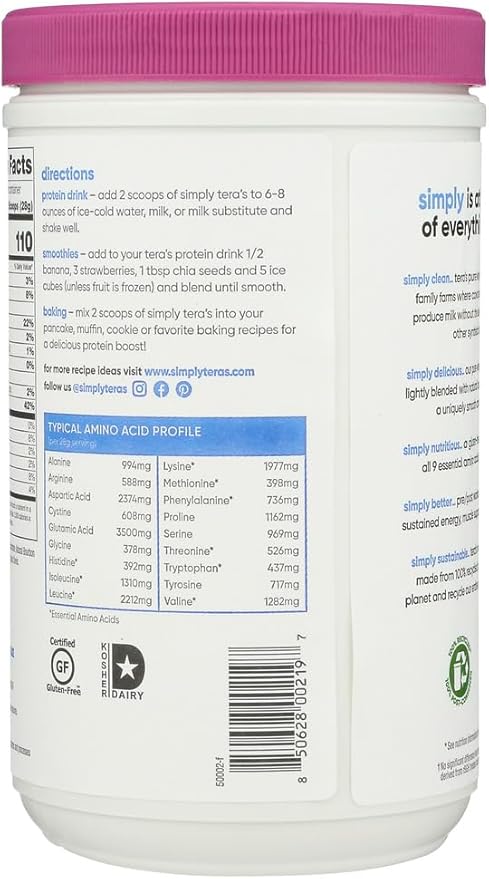 Simply Tera's Bourbon Vanilla Flavor Pure Whey Protein Powder Lactose Free 12 Ounces (Pack of 1)