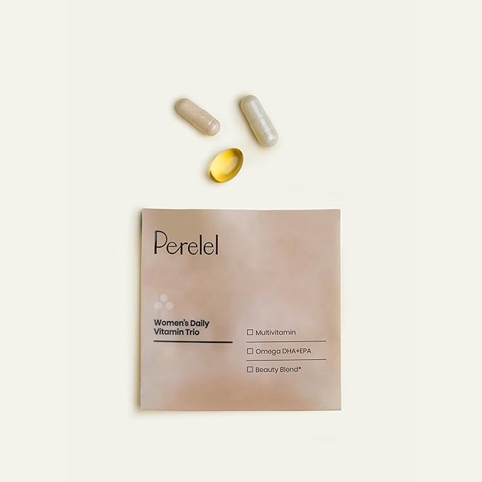 Perelel Womens Daily Vitamin Trio Multivitamin Omega 3 Dha + EPA &amp Beauty Blend Supplements for Nutrient Support &amp Overall Wellness Soy Dairy &amp Gluten Free Non GMO Formula 30 Daily P