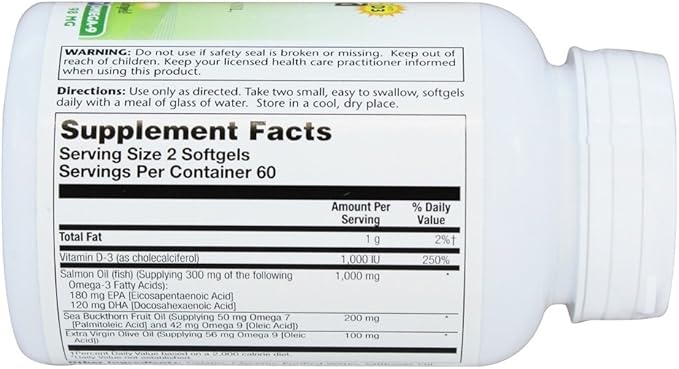 SOLARAY Super Omega 3-7-9™ with Vitamin D-3 &amp Salmon Oil 120 Softgels