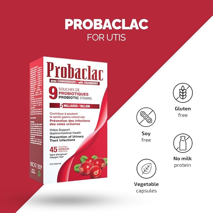 Womens Probiotic with Cranberry Multi-Strain Supplement for Digestive Balance Urinary Tract Health Supports Gut Flora UTI Defense Immune Function 45 Capsules Made in Canada