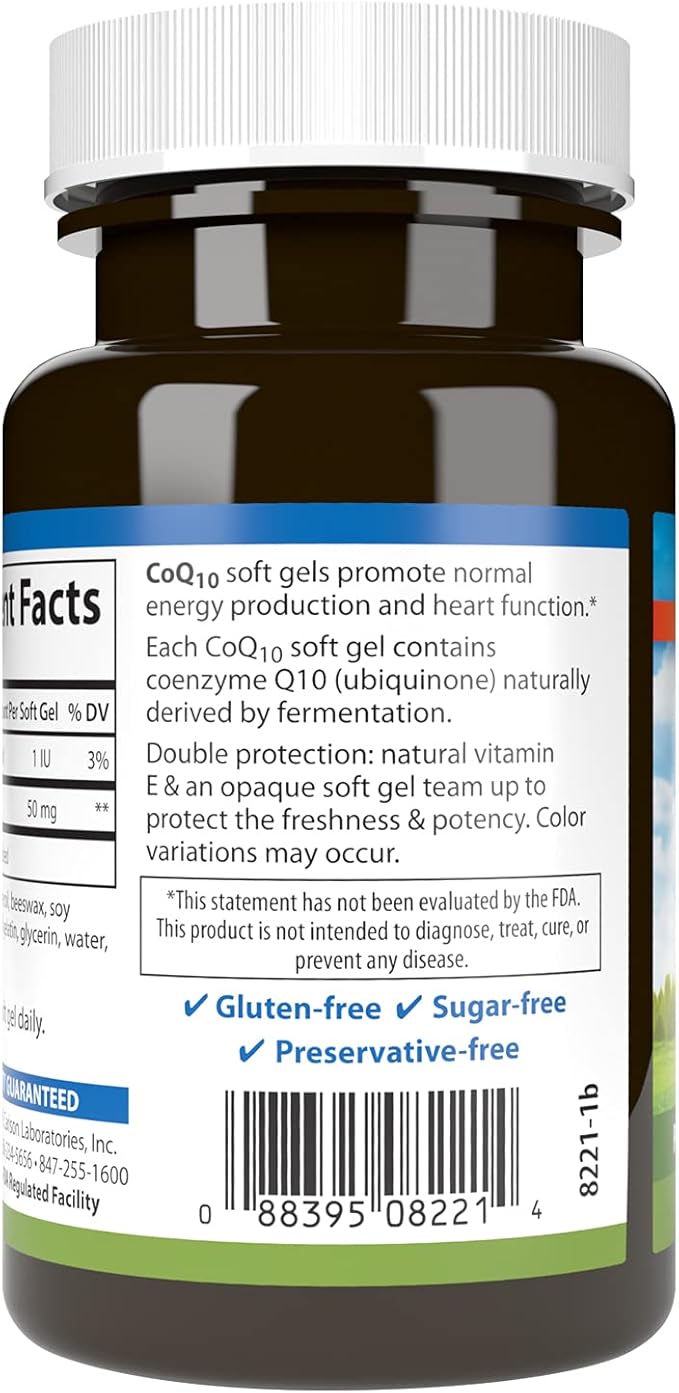 Carlson - Co-Q10 Co-Enzyme Q10 50 mg Energy Production &amp Heart Function 120 Softgels