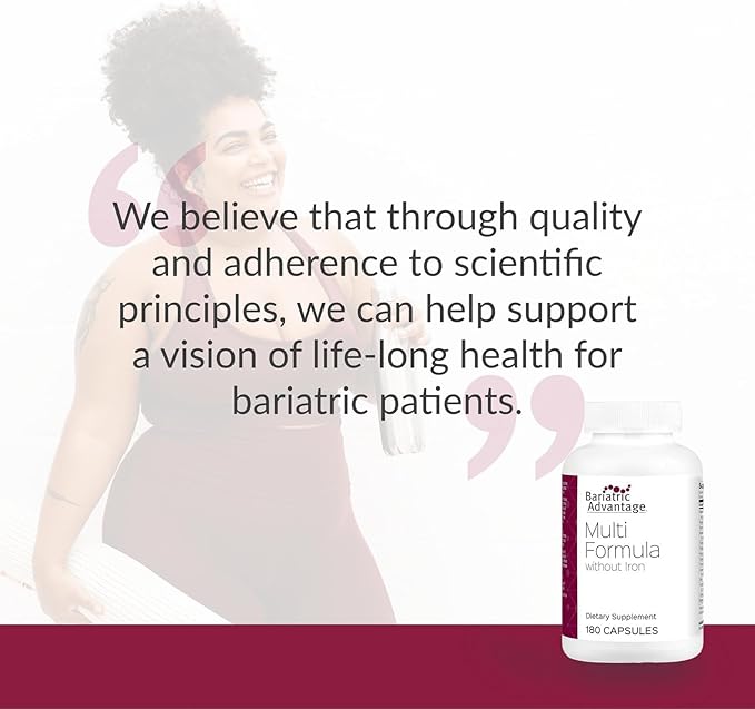 Bariatric Advantage Multi Formula without Iron High Potency Daily Multivitamin for Bariatric Surgery Patients with 22 Essential Vitamins and Nutrients - 180 Capsules