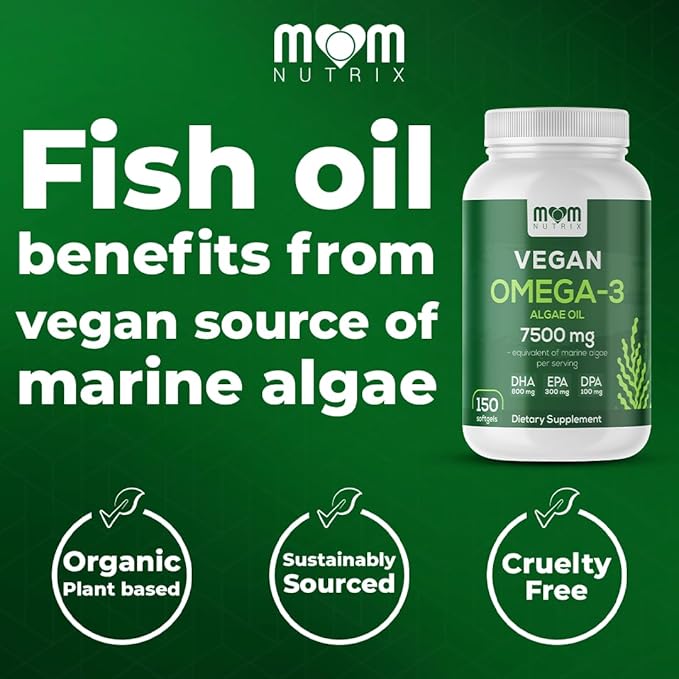 Fish Oil Alternative - Vegan Omega 3 Supplement Algae Oil DHA EPA DPA - Plant Based Omega 3 Fatty - Organic &amp Non-GMO - 150 Softgels