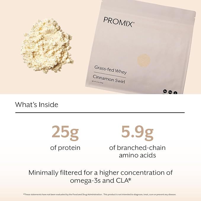 ProMix Nutrition Whey Protein Powder Cinnamon Swirl - 5lb Bulk - Grass-Fed &amp 100% All Natural - Gluten-Free &amp Keto-Friendly