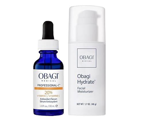 Obagi Professional-C 20% Vitamin C Serum &amp Hydrate Facial Moisturizer Bundle – Brightens Skin Tone Minimize the Appearance of Fine Lines &amp Wrinkles &amp Combat Skin Dryness