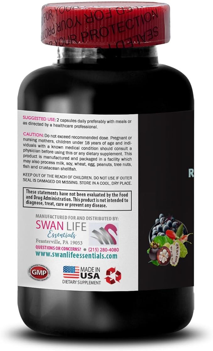 Berry Antioxidants - RESVERATROL COMLEX - Daily Support Elderberry Strength Acai Berry Energy Grape Skin Boost Natural Ingredients Flavorful Energy Nutritional Support 3 Bottles 180 Capsules
