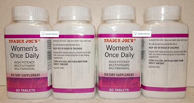 Trader Joe’s Women’s Once Daily High Potency Multivitamin/Multimineral Dietary Supplement 60 Tablets (Four Bottles)