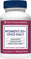 The Vitamin Shoppe WomenaTMs 50+ Once Daily Multivitamin a Immune Energy Digestive Cardiovascular and Stress Support (60 Capsules)