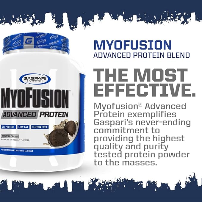 Gaspari Nutrition Myofusion Advanced Protein Protein Blend with Whey Protein Casein Protein and Isolate Protein Low Fat and Gluten Free (2lbs Vanilla Ice Cream)