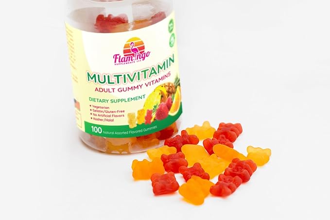 Multivitamin Gummies | Vegan Friendly Kosher Halal NO Gluten or Gelatin no GMO| for Men Women &amp Kids| 3 Natural Flavors | Vitamins C B3 B12 Biotin Zinc &amp More| 100 Gummies