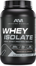 Amazing Muscle Whey Protein Isolate Powder | 25 Grams Protein Per Serving | 100% Whey Isolate | Zero Fat | Made in USA (2 LB Cookies &amp Cream)