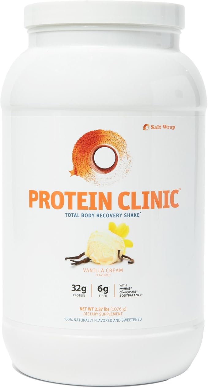 SaltWrap Protein Clinic - Total Body Recovery Shake with Collagen Peptides HMB Tart Cherry Extract Pea Protein Powder Isolate Prebiotic Fiber for Joints Natural Muscle Builder &amp Recovery - Van