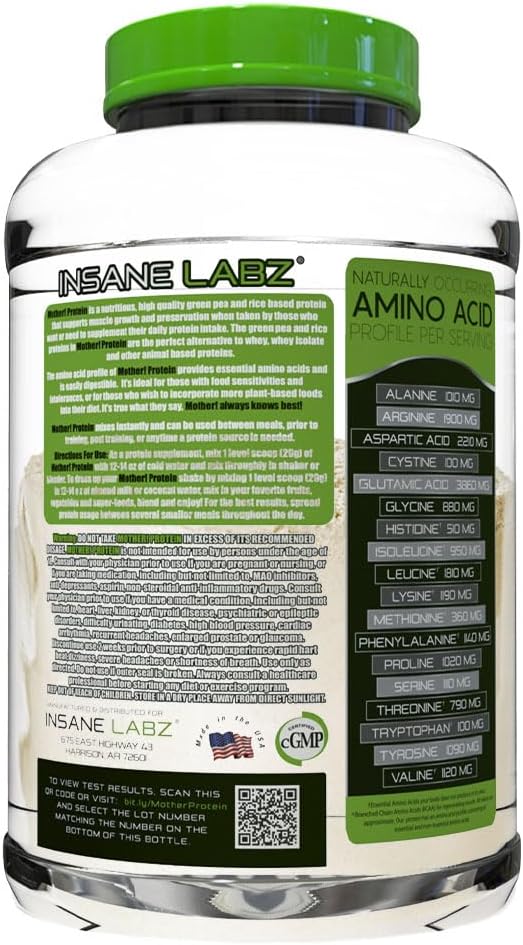 Insane Labz Mother Protein100% Fully Disclosed Plant Based Protein (28 Servings Vanilla)