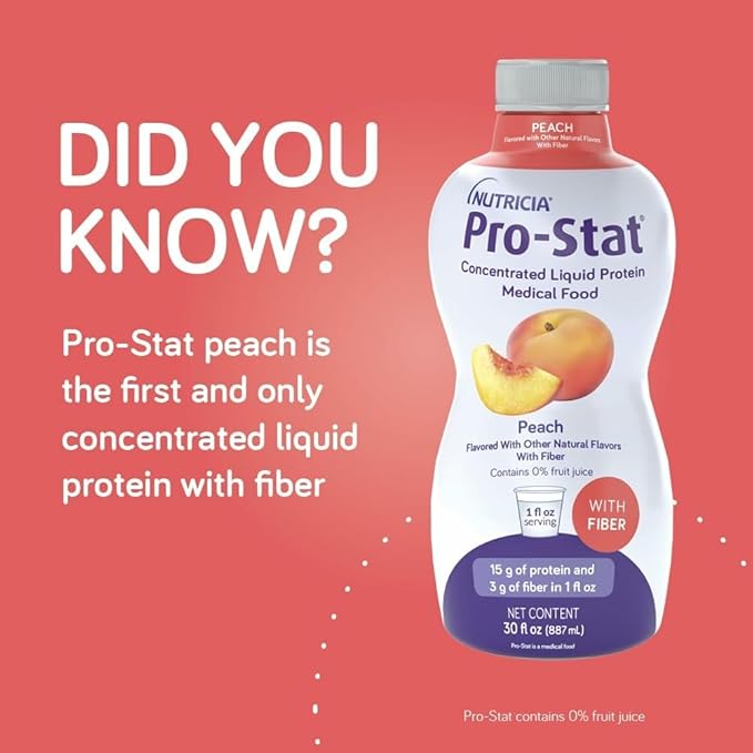 Pro-Stat Concentrated Liquid Protein Medical Food - Peach Flavor (with Fiber) 30 FL Oz Bottle (Case of 6)