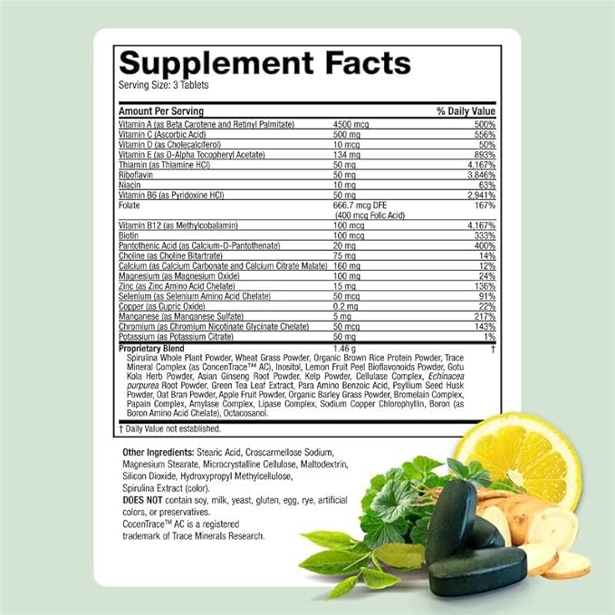 Life's Fortune Whole Food Multivitamin &amp Mineral Supplement for Men &amp Women – Energy Support Vitamins for Immune Brain &amp Metabolism Support – Iron Free 90 Vegetarian Tablets