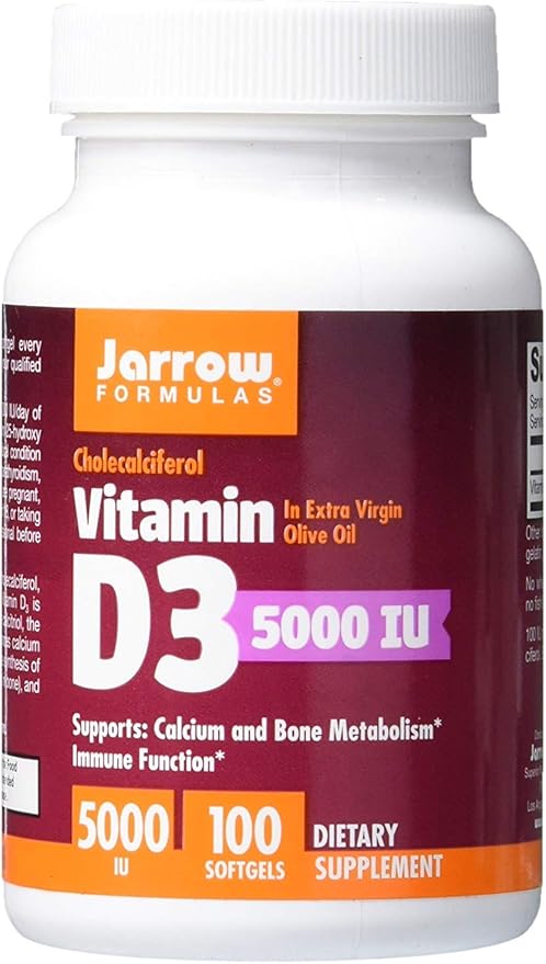Jarrow Formulas Ultra Strength Methyl B-12 5000 mcg &amp Methyl Folate 800 mcg + P-5-P &amp Vitamin D3 125 mcg (5000 IU) - 100 Servings (Softgels)