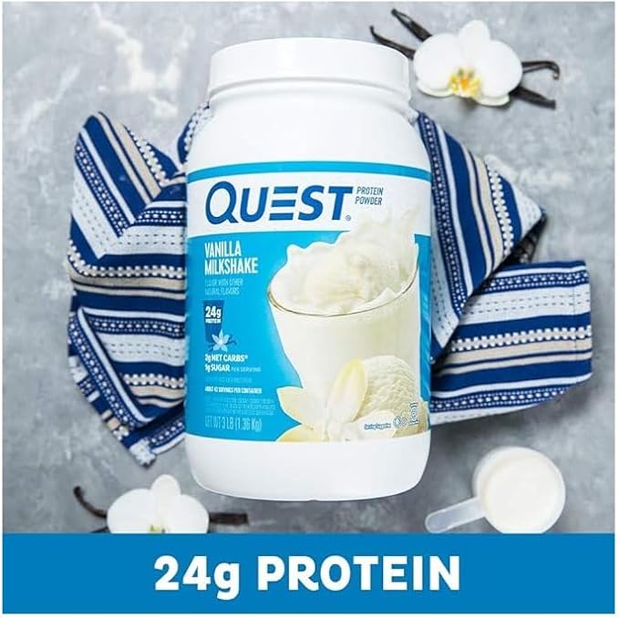 Quest Vanilla Milkshake Protein Powder Bundle 24g Protein 1g Sugar 3 &amp 1.6 Pound Low Carb Gluten Free 43 &amp 23 Servings