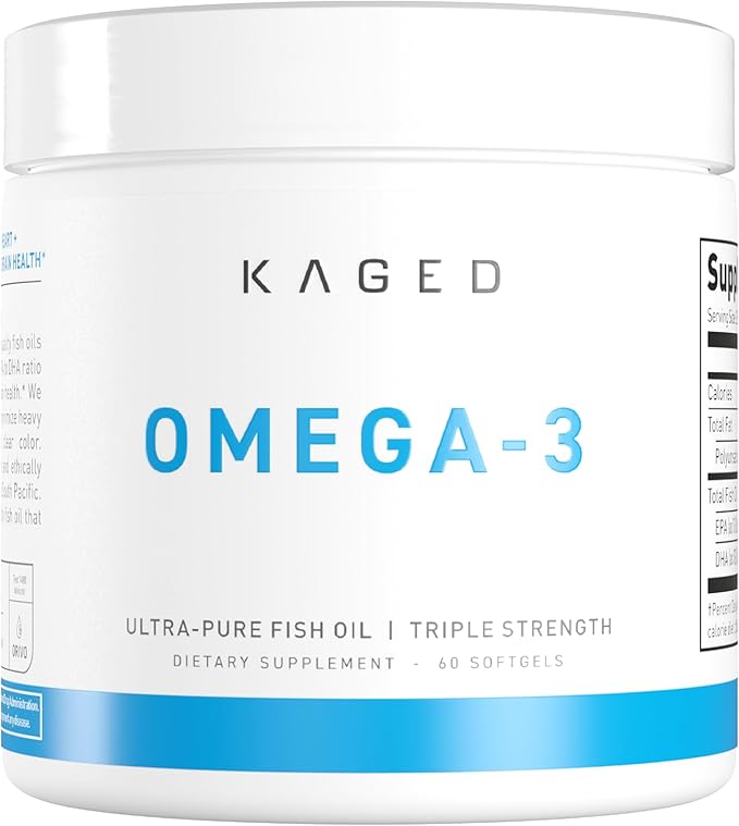 Kaged Omega 3 Softgels | Unflavored | Fish Oil Supplement | 3000mg Omega 3 Fatty Acid with EPA &amp DHA | Ultra-Pure No Fish Burps | Supplements for Men &amp Women | 30 Servings
