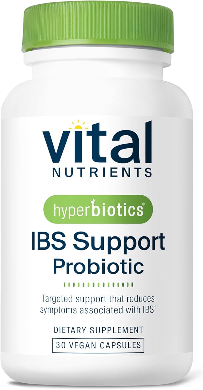 Hyperbiotics Vital Nutrients IBS Probiotic | Reduce Symptoms of IBS* | Clinically Studied Vegan probiotic for IBS Relief from Bloating Gas Diarrhea &amp Abdominal Discomfort* | 30 Capsules