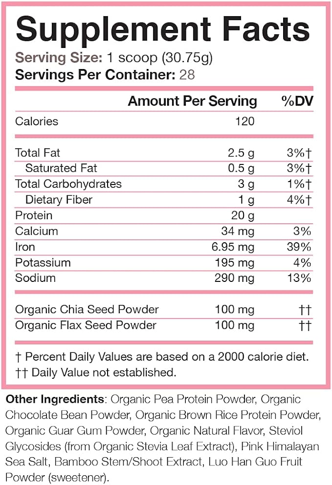 Love Sweat Fitness Organic Plant Based Protein Powder Chocolate - 28 Servings 20g Protein Vegan Gluten Free Non-GMO
