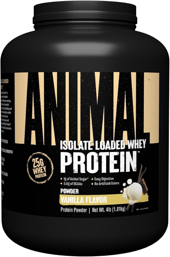 Animal Whey Isolate Protein Powder with Digestive Enzymes Omega Essential Fatty Acid Supplement with 10 Omega Sources - Vanilla Whey Protein &amp Fish Flaxseed &amp Salmon Oils