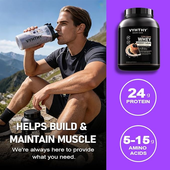 Blueberry Pancake Flavored Whey Protein Powder24g Protein per Serving Fast-Absorbing Concentrated whey Protein Low Sugar Gluten-Free Natural Flavor 3.5lbs(56oz)