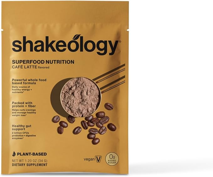 BODi Shakeology 0g Added Sugar Plant Based Protein Powder Blend Gluten-Free Shake with Vitamins and Minerals – Helps Support Healthy Weight Loss Lean Muscle Gut Health Cafe Latte- 14 Servings
