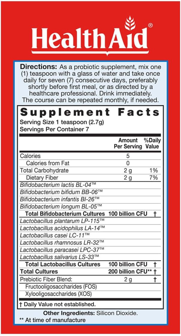 HealthAid 7 Day Probio – 200 Billion CFU Daily Probiotic Course with 10 Strains FOS &amp XOS Prebiotics | Vegan Acid &amp Bile Resistant Shelf-Stable
