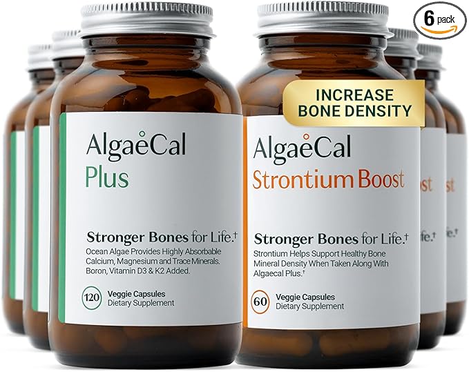 ALGAECAL - Bone Builder Pack for Bone Density Clinically Supported Plant Based Calcium Supplements &amp Strontium Vitamins K2 D3 Magnesium &amp 16 Minerals 3-Month Supply Made in USA