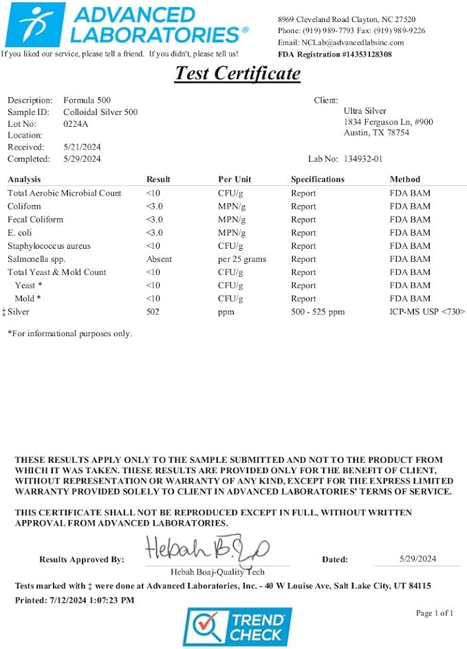 Ultra Silver® Colloidal Silver | 500 PPM 32 Oz (946mL) | Mineral Supplement | True Colloidal Silver - 4 oz Dropper Bottle (Empty) Included for Dispensing!