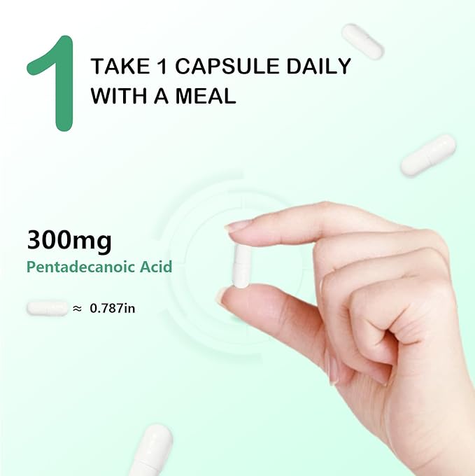 2PCS Pentadecanoic Acid Pentadecanoic Acid Formula Supplement Sourced from High-Altitude Sheep Milk 60 Capsules