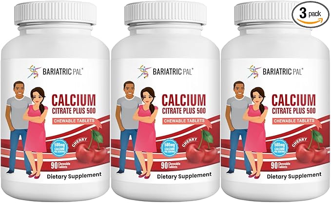 BariatricPal Calcium Citrate 500mg Chewable Tablets - Cherry (90-Day Supply)
