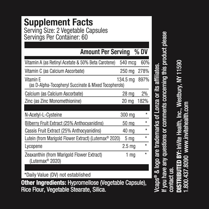 Invite Health Macula Hx Advanced® - Provides Carotenoids Vitamins Minerals and Berry Extracts to Support Overall Vision Health - 120 Vegetarian Capsules