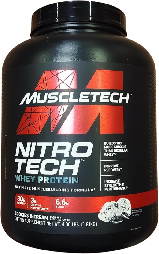 Muscletech Whey Protein Powder Nitro-Tech Whey Protein Isolate &amp Glutamine Powder 100% Pure L Glutamine Powder | Post Workout Recovery Drink | L-Glutamine Powder